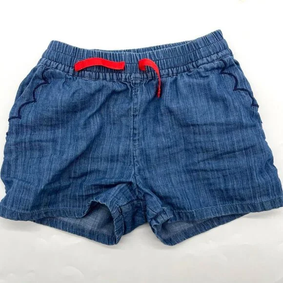 Bundle of 2 Mini Girls Boden Shorts. Chambray & Pink Pom Poms. Size 4 - Picture 4 of 4
